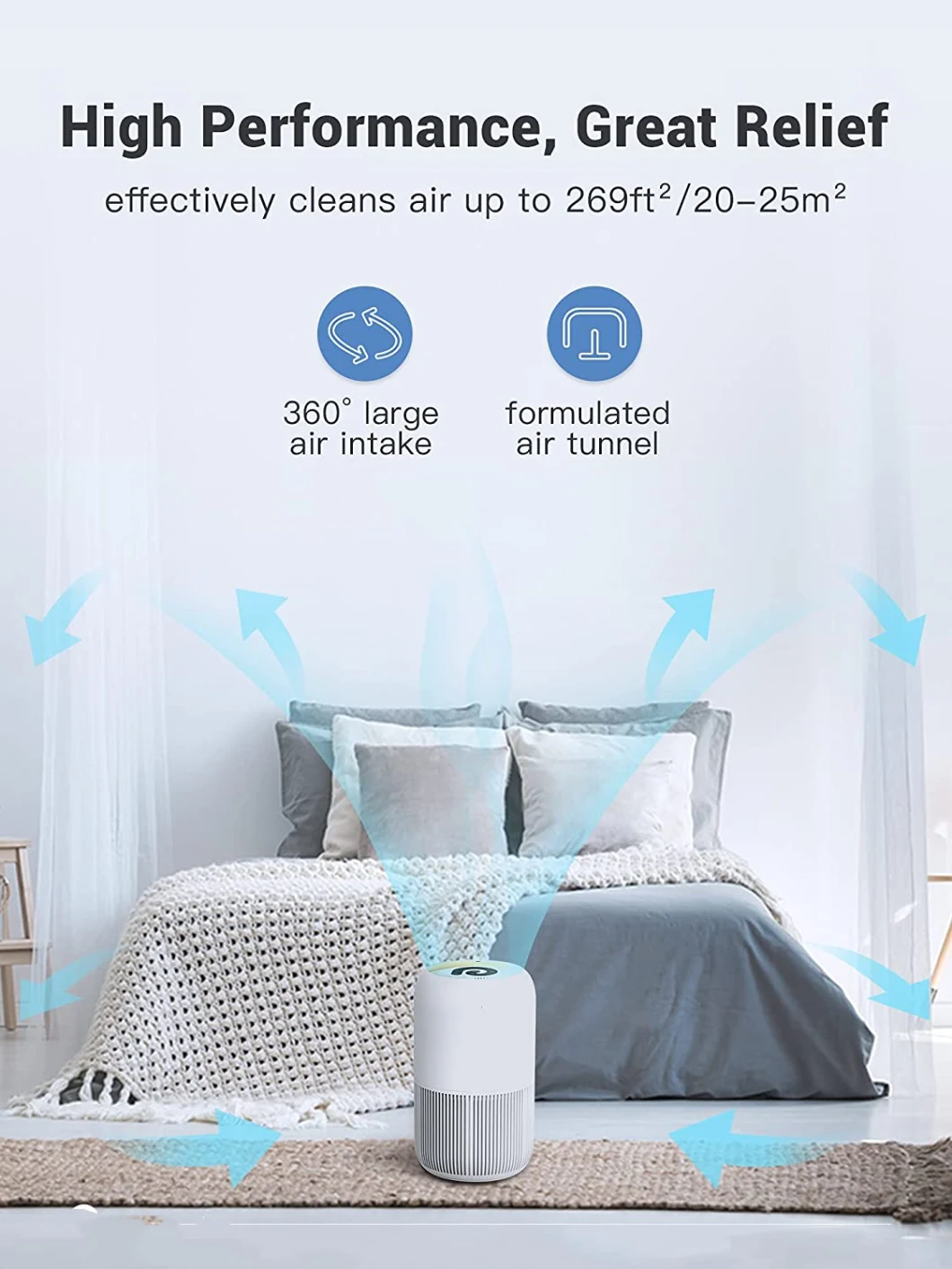 Home Portable Ture HEPA Filter Air Purifier