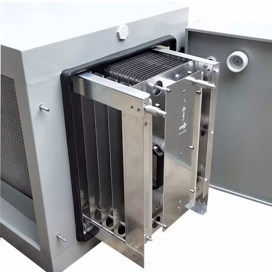 Purificador de ar precipitador eletrostático para cozinha comercial remove mais de 98% de fumaça